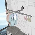 Wall Mounted Clothing Rack With Multiple Hooks Hanging Sweaters And Socks 3d model