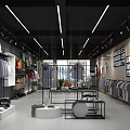 Modern Clothing Store Interior With Mannequins Displayed Clothes And Lighting Racks