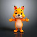 Cute Orange Cartoon Animal Character With Upright Ears White Belly And Playful Pose 3D Render