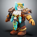 Dwarf Warrior Character With Blue Gold Armor Beard And Armored Design 3d model