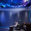 Home Theater With Starry Sky Ceiling Large Screen Comfortable Sofa And Modern Lighting 3d model