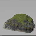 Natural Rocky Terrain Covered With Green Grass And Soil Rock Formation