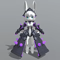 Game and Movie Character with Rabbit Ears White Body Black Armor Purple Spikes and Dots
