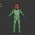 White And Red Armored Sci Fi Character With Helmet In Standing Pose 3d model