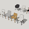 Modern Dining Chairs With Various Designs And Different Materials For Home Decor 3d model