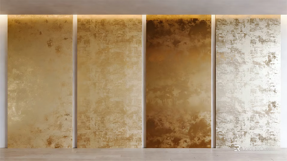 Decorative Textured Wall Panels In Golden Beige And Brown Tones For Interior Design 3d model 