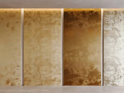 Decorative Textured Wall Panels In Golden Beige And Brown Tones For Interior Design 3d model