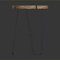 Modern Minimalist Wooden Stool With Round Seat And Black Metal Legs
