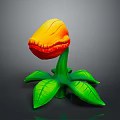 Vibrant Orange Red Flower Plant With Green Stem And Decorative Leaves Unique Design