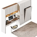 Modern Home Office Area With Built In Cabinets Desk Computer And Chair