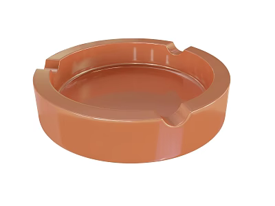 Elegant Round Orange Glossy Decorative Ashtray Ornament Set For Home Tabletop Decor 3d model