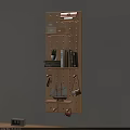 Functional Perforated Wooden Board Wall Decor with Shelves Books and Decorative Items