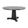 Modern Round Dining Table With Black Pedestal Base And Gray Sleek Tabletop 3d model