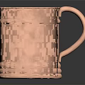 Copper Mug With Red Interior And Ringed Design On Reflective Surface 3d model