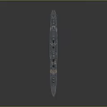 Detailed Naval Warship 3D Model With Turrets Chimneys Antennas And Blue Gray Hull