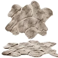 Square Plush Faux Fur Rug Light Gray Soft Fluffy Modern Living Room Decor