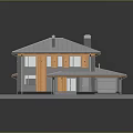 3D Residential House Model With Green Lawn And White Roof Architectural Design