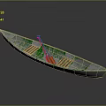 Blue Green Canoe Watercraft Design With Wooden Seats And Orange Paddles