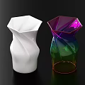 Modern Flower Vases With White Matte And Colorful Glossy Twisted Geometric Design
