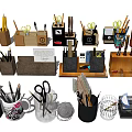 Office Desk Organizers With Pencils Scissors Pens And Storage Holders