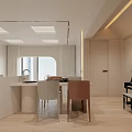 Modern Living Dining Room Interior With TV Sofa Round Marble Coffee Table And Accent Chair