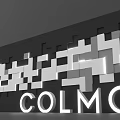 COLMO Modern Logo Design Featuring Geometric Patterns On Black Wall 3d model