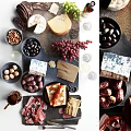 Delicious Charcuterie Board With Assorted Cheeses Nuts Olives Grapes And Prosciutto