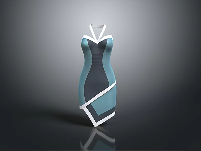 Modern Teal Black Dress With White Accent Lines And Contemporary Design 3d model