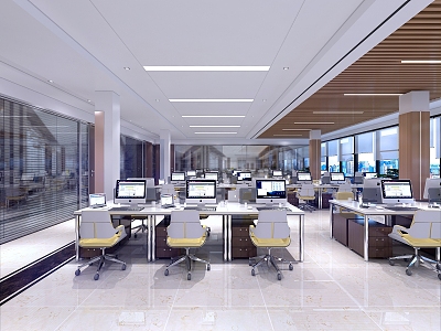 Modern public office area 3d model