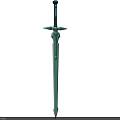 Green Decorative Sword With Ornate Hilt And Long Sharp Blade Design
