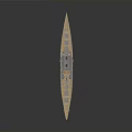 Detailed 3D Model of Battleship with Gray Superstructure Red Hull Turrets and Smokestack on Deck