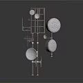 Complex Industrial Metal Framework Structure With Circular Plates And Support Brackets