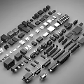 Various Computer Components Including Different PC Parts Arranged On Gray Background 3d model