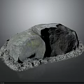 Natural Wooden Stone Decor With Green Purple Texture And Rustic Wooden Base