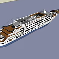 Modern Cruise Ship With Multi Decks And Blue White Hull