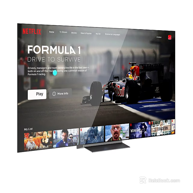 Modern TV Showing Netflix Formula 1 Drive to Survive Racing Content with Video Thumbnails 3d model 