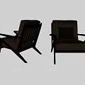 Modern Dark Single Sofa Design With Two Angles View And Stylish Armrests 3d model