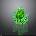 Vibrant Green Crystal Shaped Plant Featuring Spiky Tips And Yellow Glowing Spots With Reflection