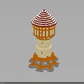 Lego Water Tower With Red White Striped Roof Orange White Body Gray Base And Windows