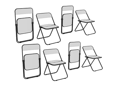 Multiple Folding Chairs Shown In Various Angles With Simple Design 3d model