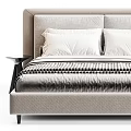 Modern Upholstered Bed With Soft Pillows And Textured Neutral Bedding 3d model