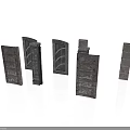 Detailed Architectural Door And Wall Models With Various Gray Textured Designs