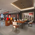 Modern Tobacco and Liquor Store Interior with Shelves Wine Displays and Tables
