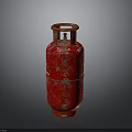 Red Old Worn Gas Cylinder Equipment With Scratched Surface For Industrial Storage