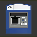 Blue ATM Machine With Digital Display And Keypad For Banking Services 3d model