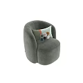 Rounded Green Velvet Leisure Chair with Striped and Solid Pillows and Multiple Color Options