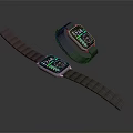 Modern Smart Watches With Black Straps Digital Screens Showing Time 3d model
