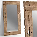 Rustic Wall Mirror With Wooden Frame And Natural Texture For Home Decor