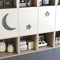 Cute Kids Room Decorative Cabinet With Moon Star Decorations And Small Ornaments
