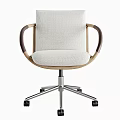 Modern Office Chair with Light Gray Fabric Wooden Armrests and Metal Casters